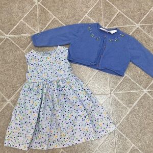 Toddler Girl Flower Dress and Embroidered Cardigan